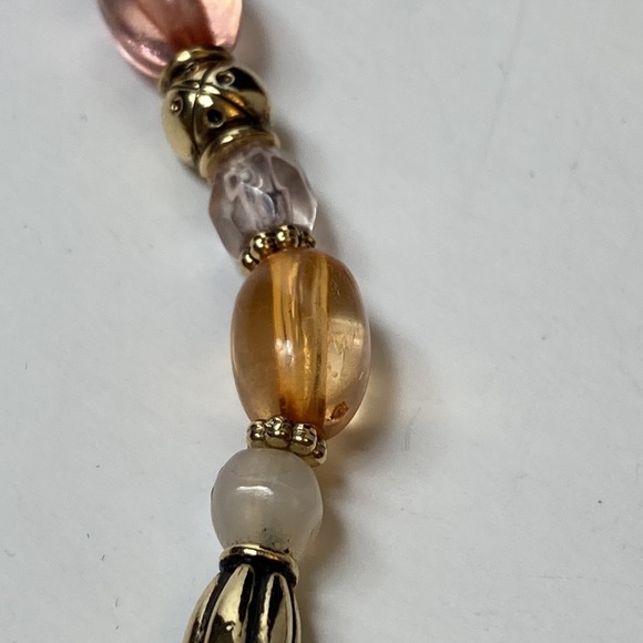 19" Colorful Beaded Necklace with Large Orange Drop Accent - Picture 11 of 13